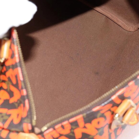 LOUIS VUITTON Monogram Graffiti Speedy 30 Hand Bag Orange - Picture 9 of 16